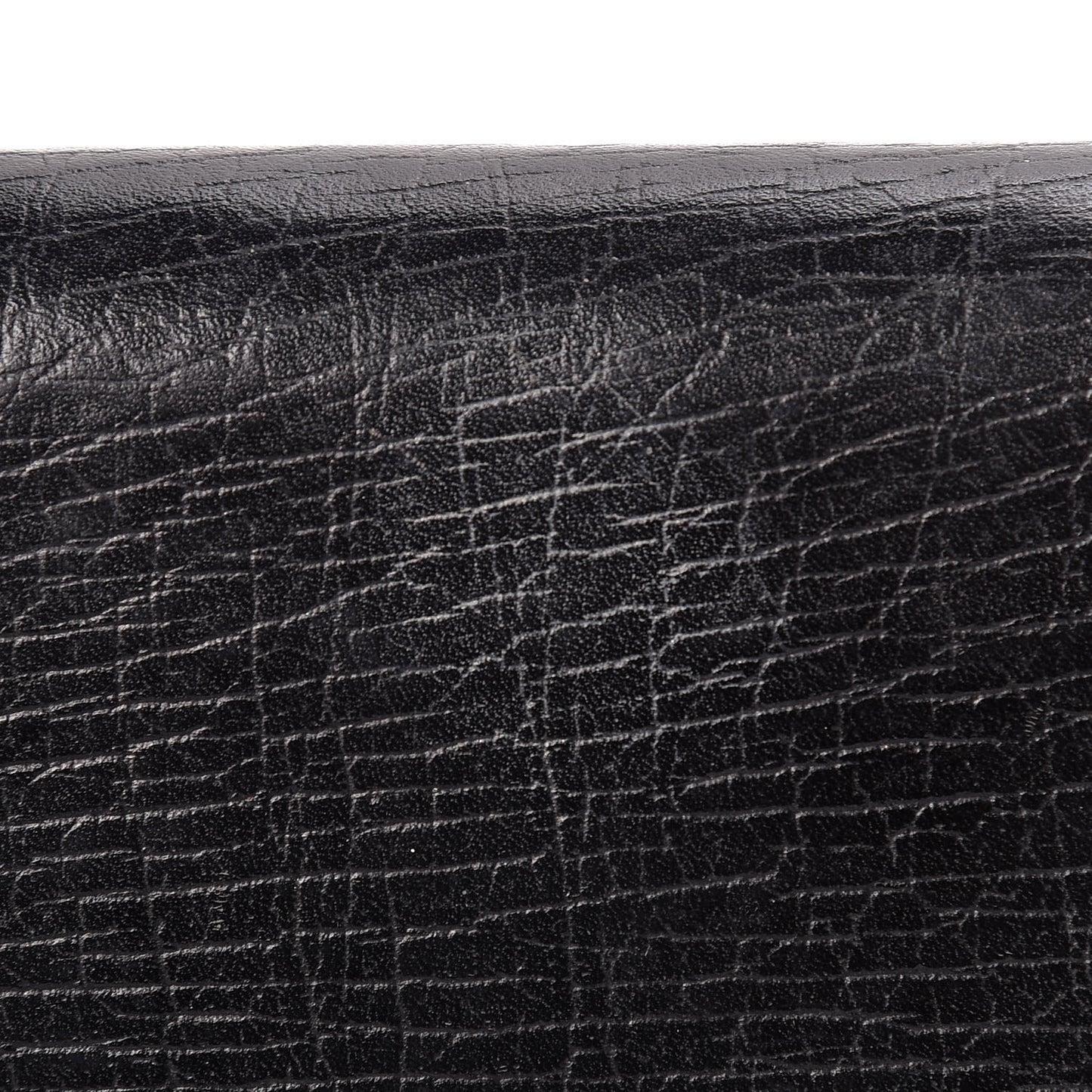 Textured Calfskin Bamboo Bar Clutch Black