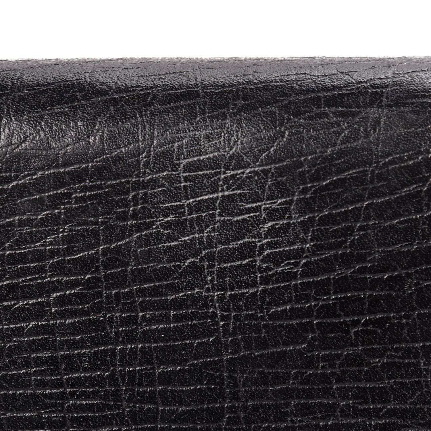 Gucci Textured Calfskin Bamboo Bar Clutch Black 14 of 15