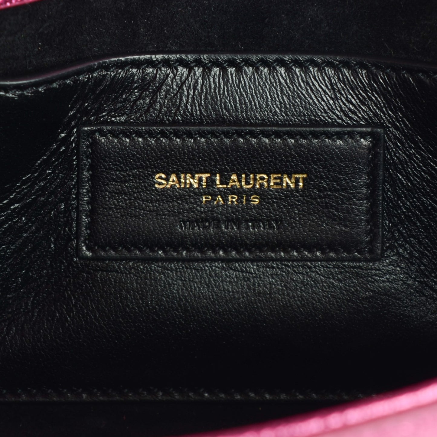 Metallic Calfskin Small Classic Monogram Satchel Fuchsia