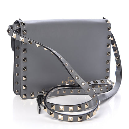 Valentino Garavani Vitello Rockstud Shoulder Flap Bag Grey 3 of 11