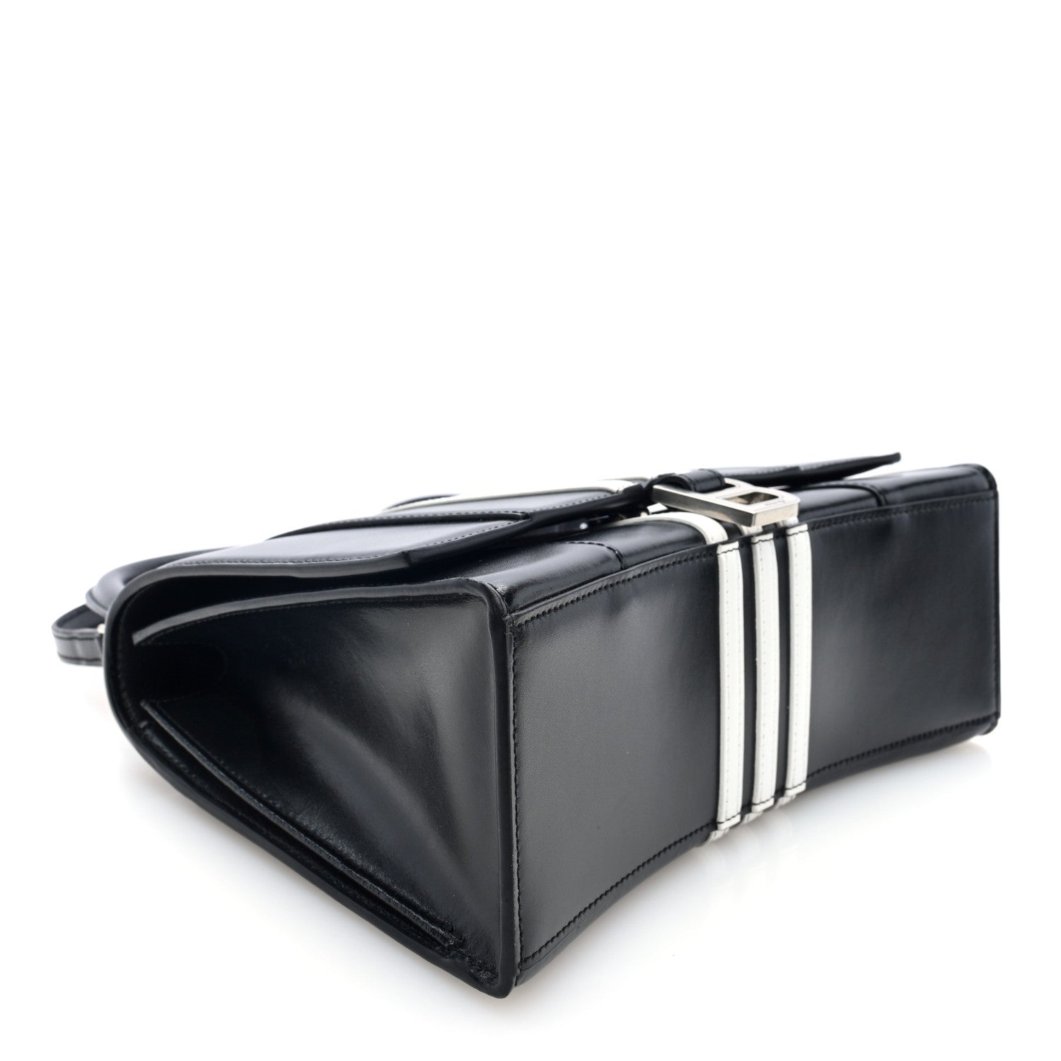 Balenciaga X ADIDAS Shiny Box Calfskin Medium Hourglass Top Handle Bag Black White 4 of 9