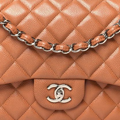 Chanel Caviar Quilted Jumbo Double Flap Light Brown 8 of 12