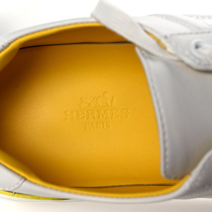 Hermes Calfskin Deep Sneakers 37.5 White Yellow 7 of 8