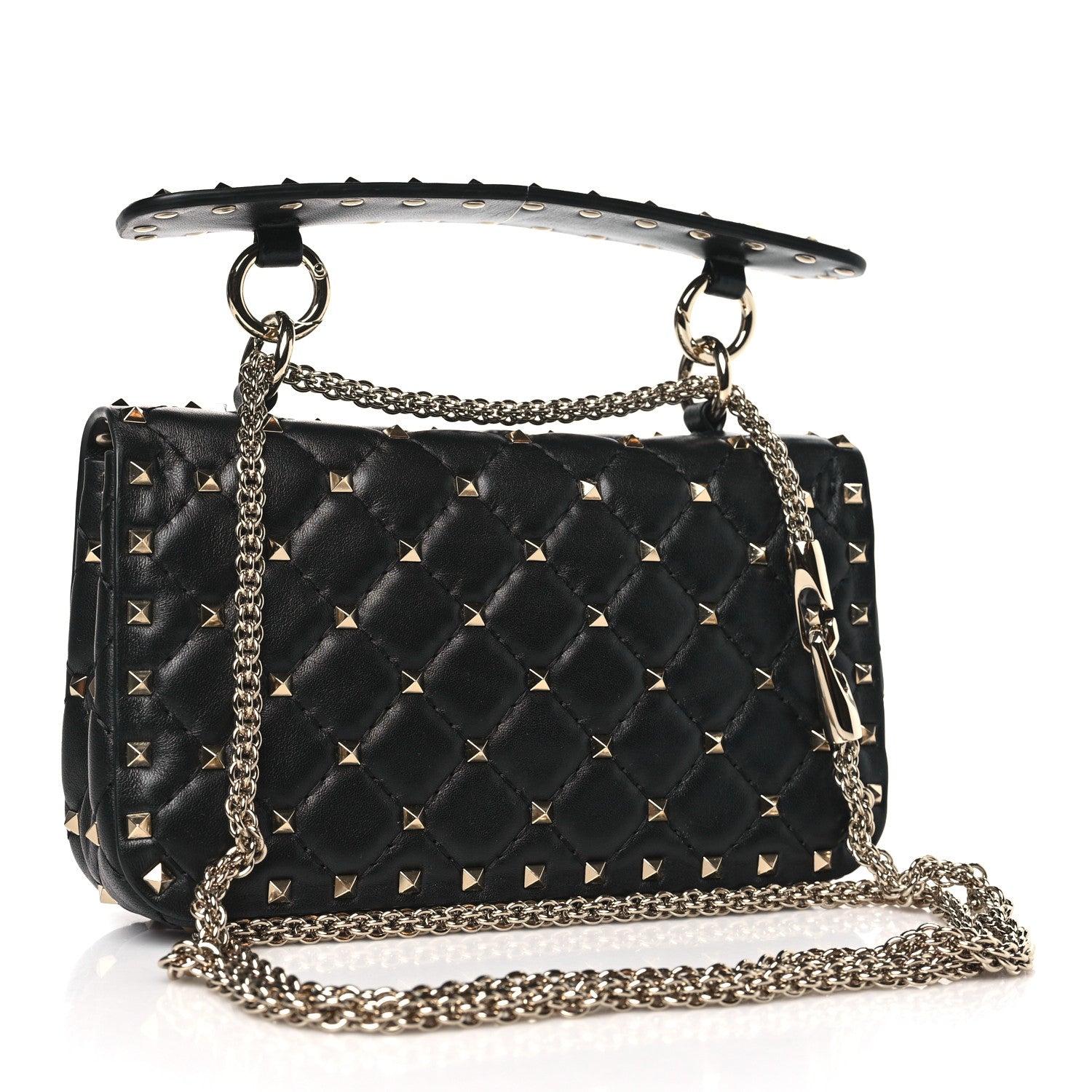 Valentino Garavani Nappa Small Rockstud Spike Shoulder Bag Black 3 of 8