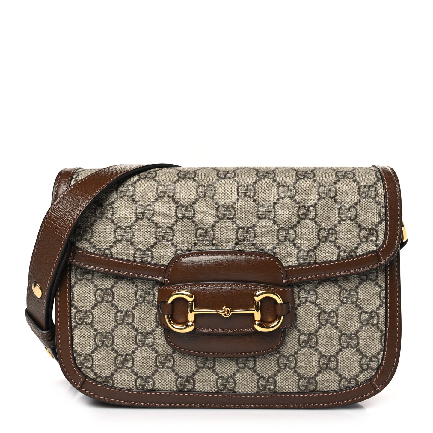 GG Supreme Monogram Horsebit 1955 Shoulder Bag Beige Brown Sugar
