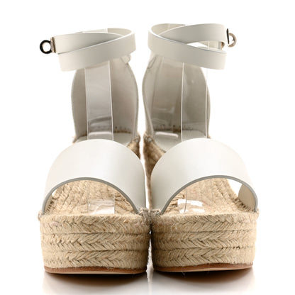 Hermes Calfskin Tivoli Espadrille Wedge Sandals 36 White 2 of 11