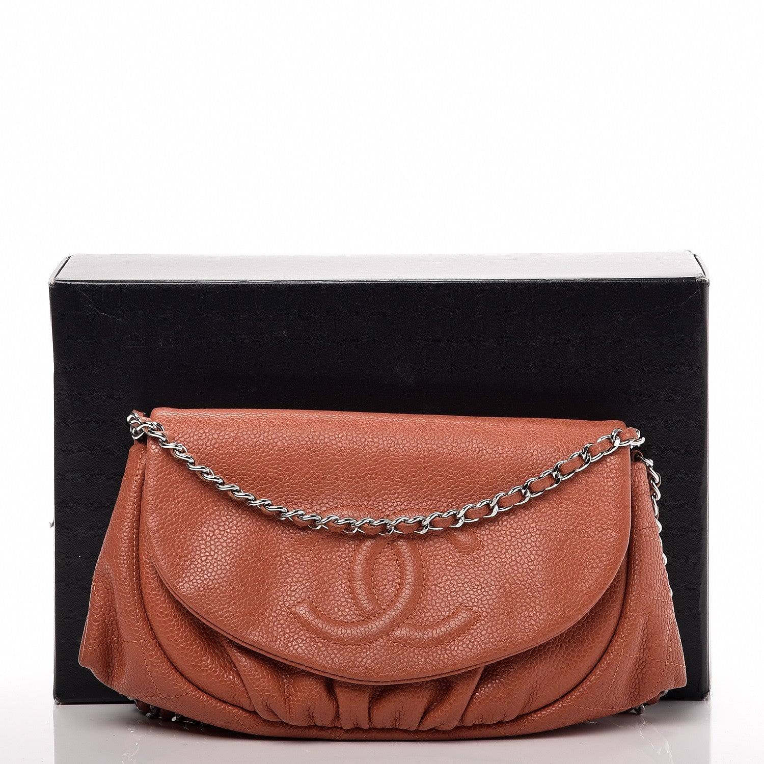 Chanel Caviar Half Moon Wallet On Chain WOC Light Red 13 of 13