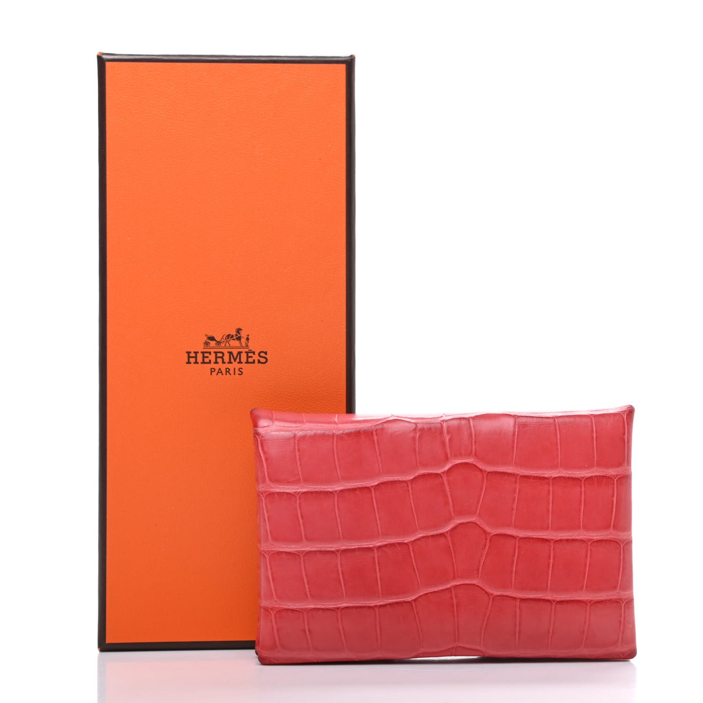 Matte Alligator Calvi Card Case Bougainvillea