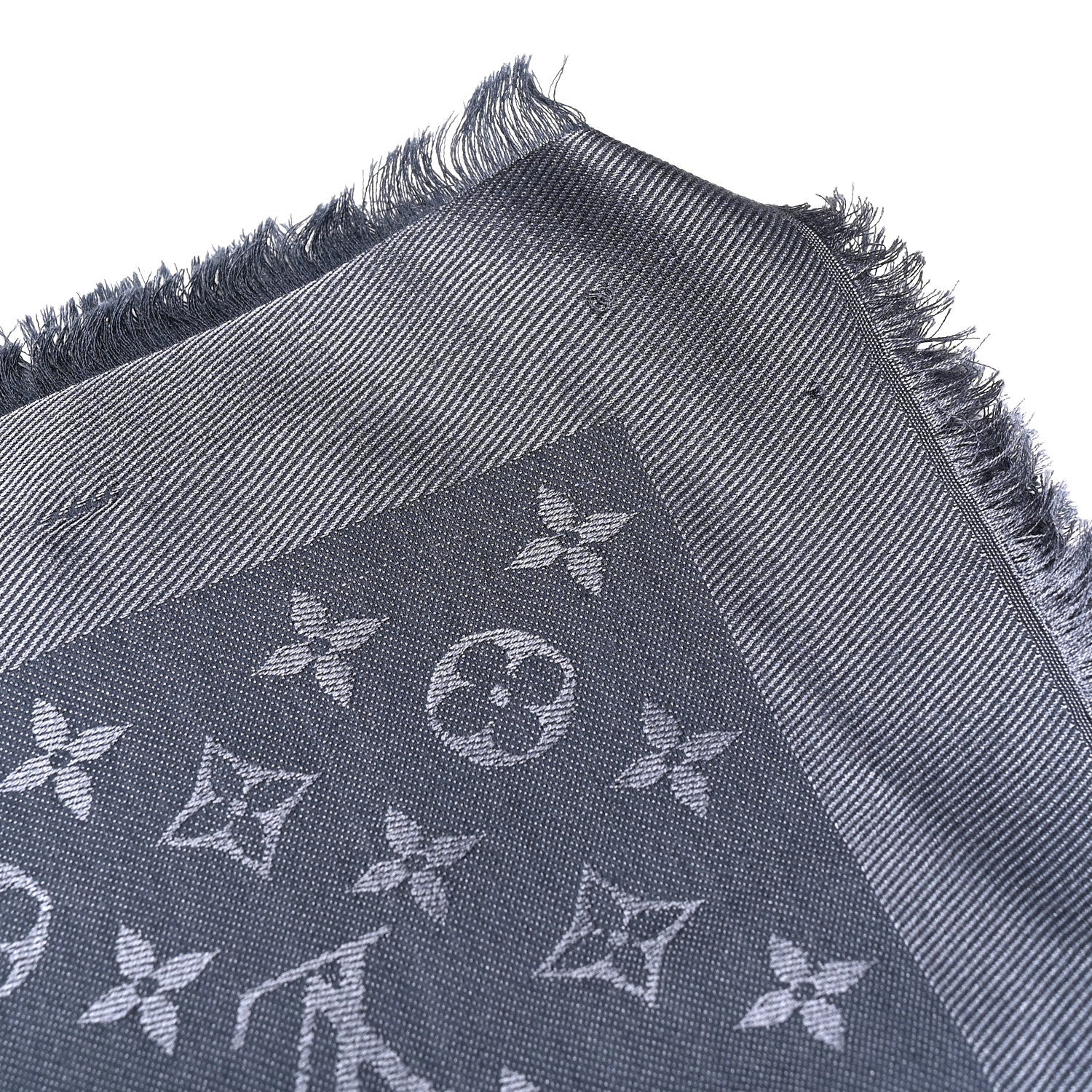Louis Vuitton Silk Lurex Wool Monogram Shine Shawl Carbone 4 of 4