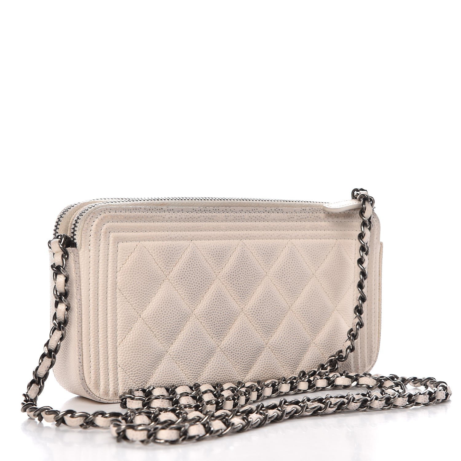 Chanel Caviar Quilted Small Boy Clutch With Chain Ivory 3 of 14