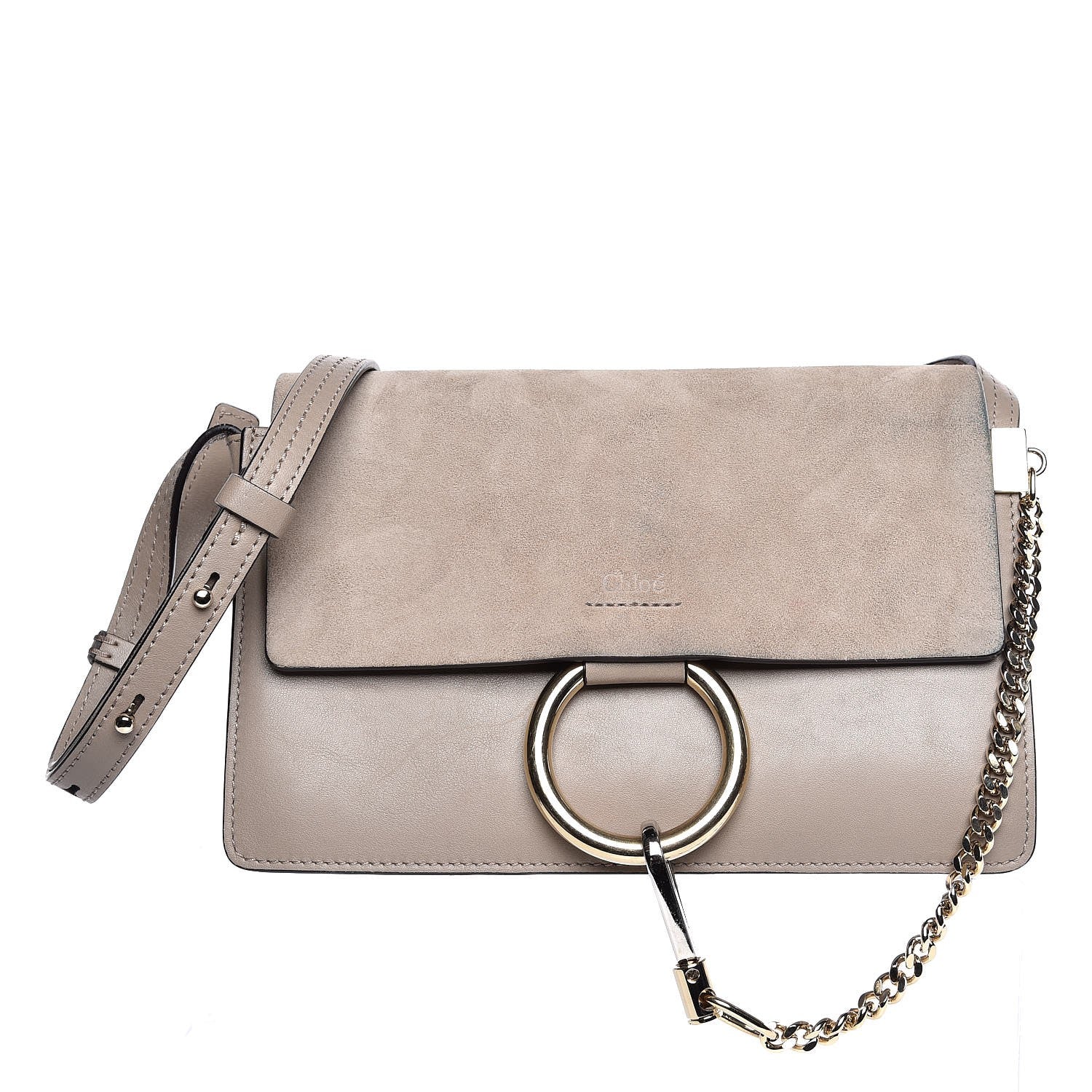 Chloe Suede Calfskin Small Faye Shoulder Bag Motty Grey 1 of 10