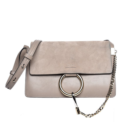 Chloe Suede Calfskin Small Faye Shoulder Bag Motty Grey 1 of 10