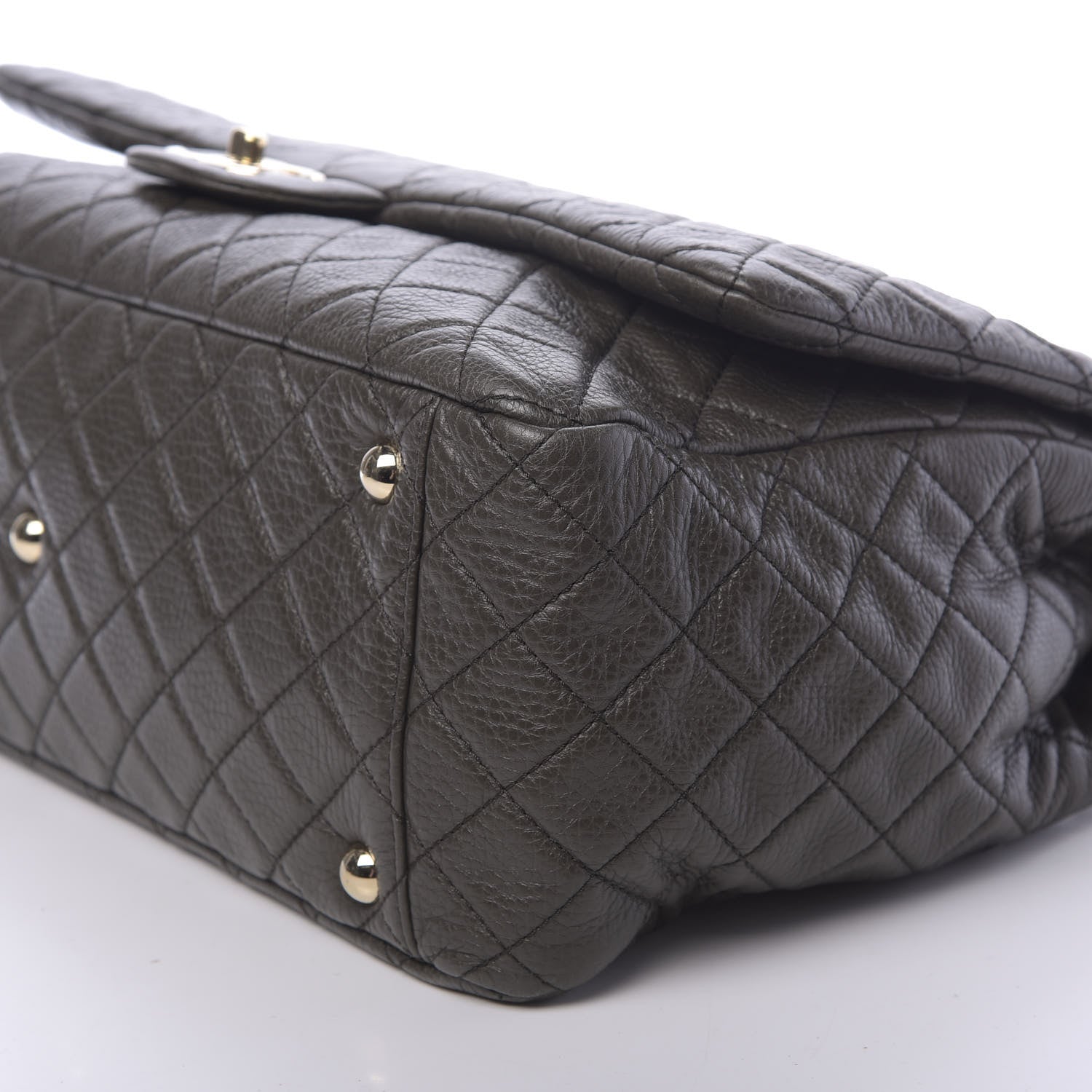 Chanel Metallized Calfskin Quilted XXL Travel Flap Bag Khaki 9 of 11