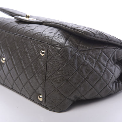 Chanel Metallized Calfskin Quilted XXL Travel Flap Bag Khaki 9 of 11