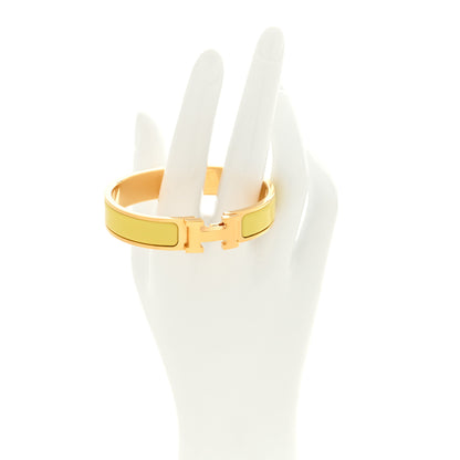 Hermes Enamel Narrow Clic Clac H Bracelet PM Jaune Citron 2 of 5