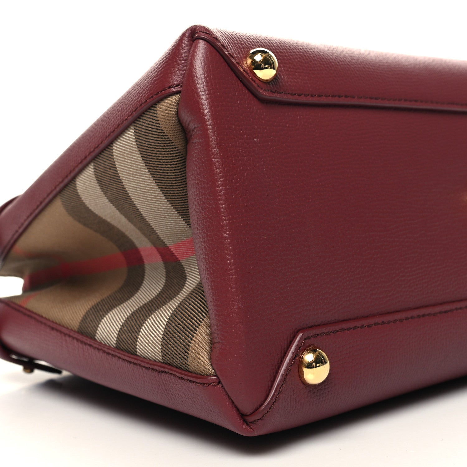 Burberry Grainy Calfskin House Check Medium Banner Tote Crimson 9 of 10
