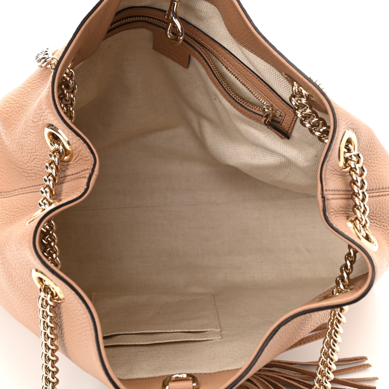 Gucci Pebbled Calfskin Medium Soho Chain Shoulder Bag Camelia 5 of 10