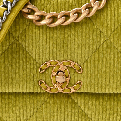 Chanel Corduroy Quilted Medium Chanel 19 Flap Light Green 8 of 11