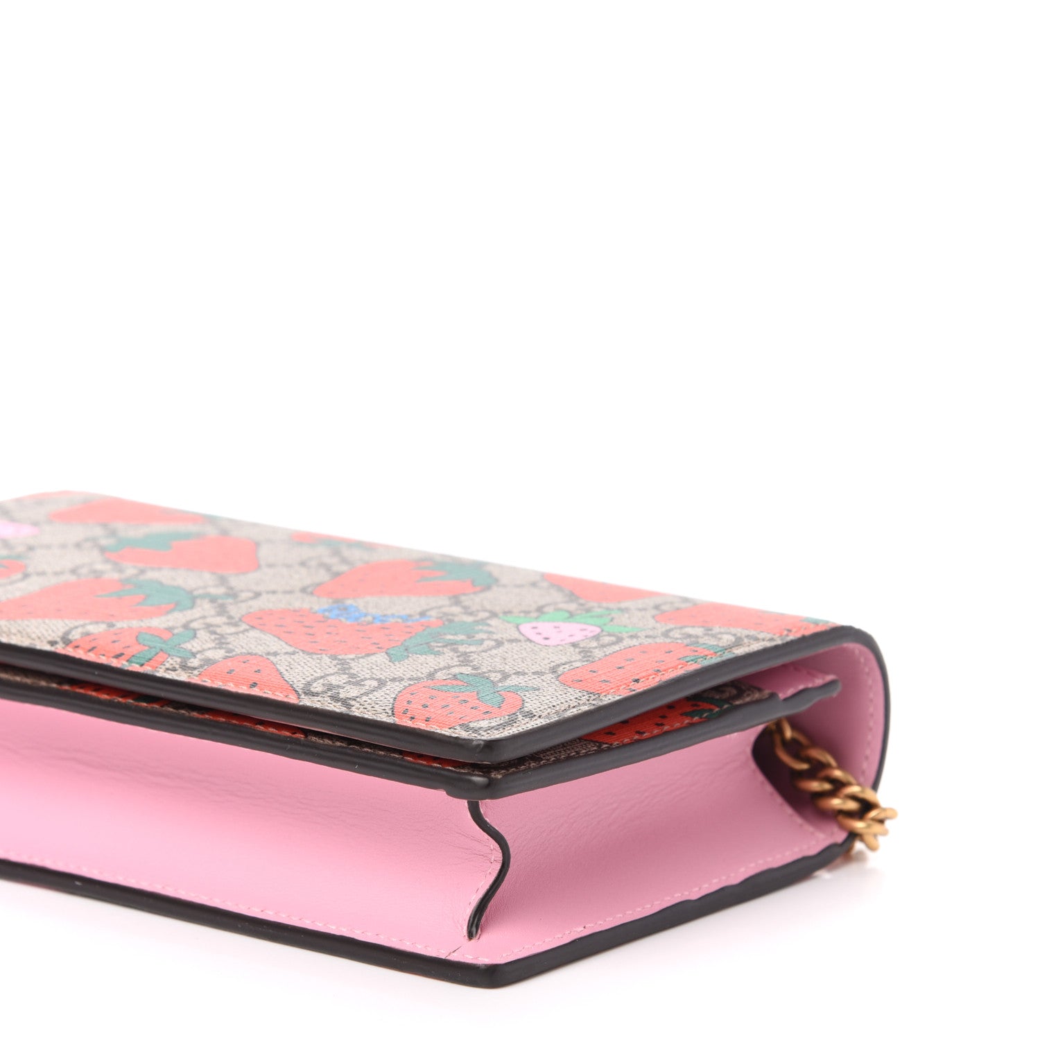 Gucci GG Supreme Monogram Strawberry Chain Wallet 9 of 11