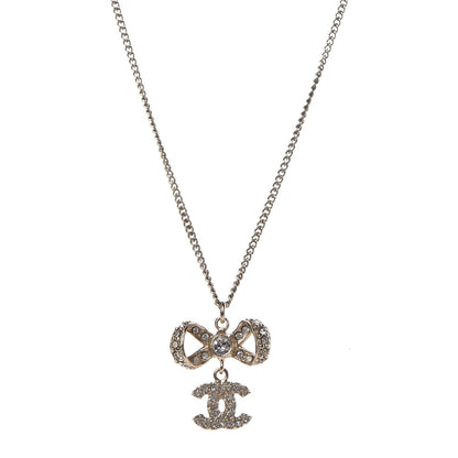 Chanel Crystal CC Bow Necklace Gold 1 of 5