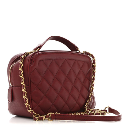 Chanel Calfskin Quilted CC Small Vanity Case Dark Red 3 of 14