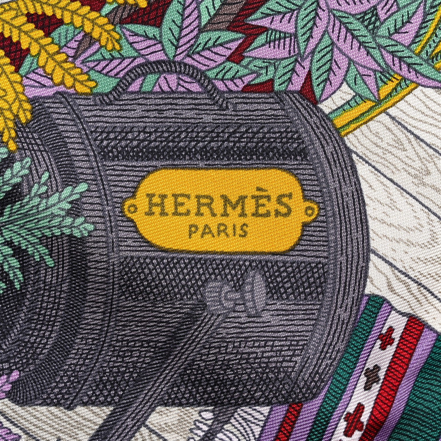Hermes Silk Twill Acte III Scene I La Clairiere Scarf 90 Rouge Vert Mauve 2 of 6