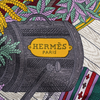 Hermes Silk Twill Acte III Scene I La Clairiere Scarf 90 Rouge Vert Mauve 2 of 6