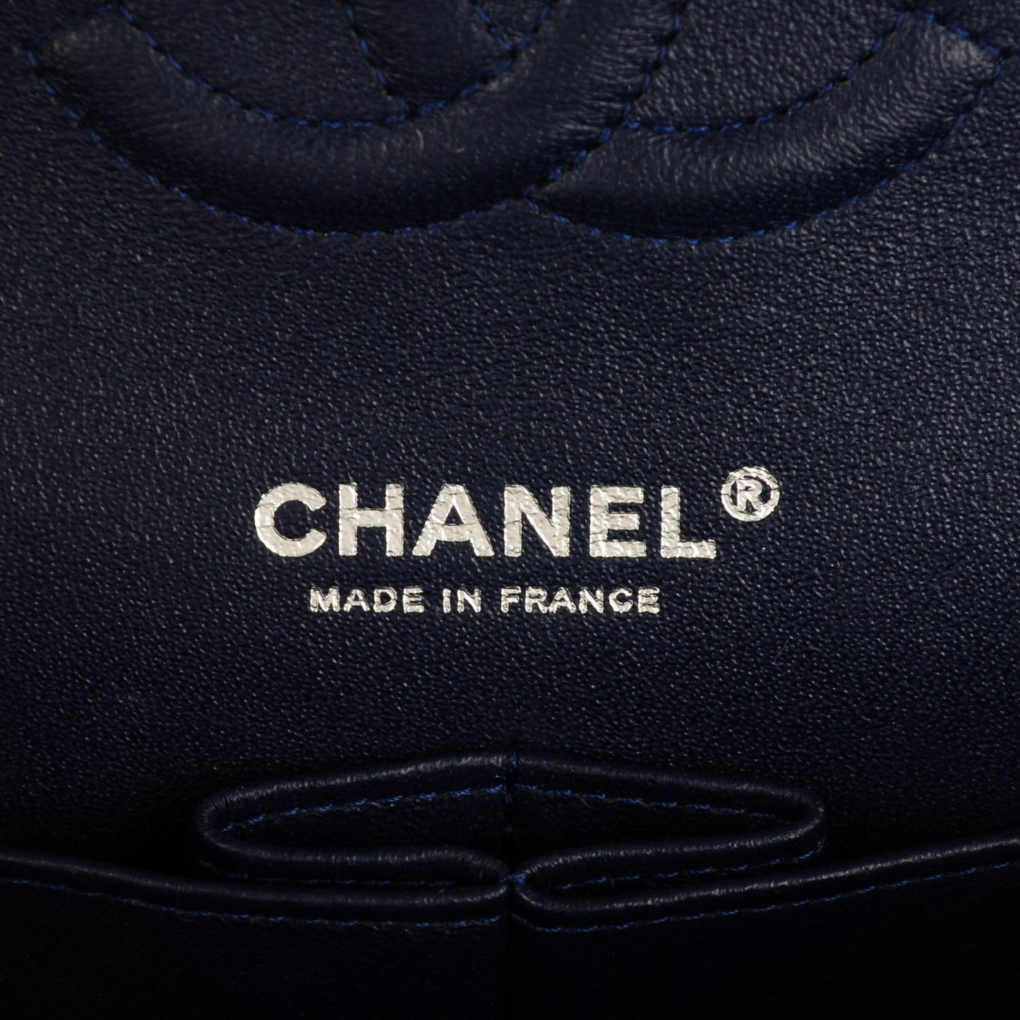 Velvet Quilted Medium Double Flap Navy Blue