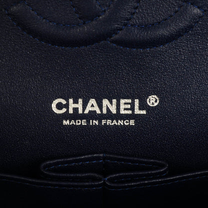 Chanel Velvet Quilted Medium Double Flap Navy Blue 6 of 7