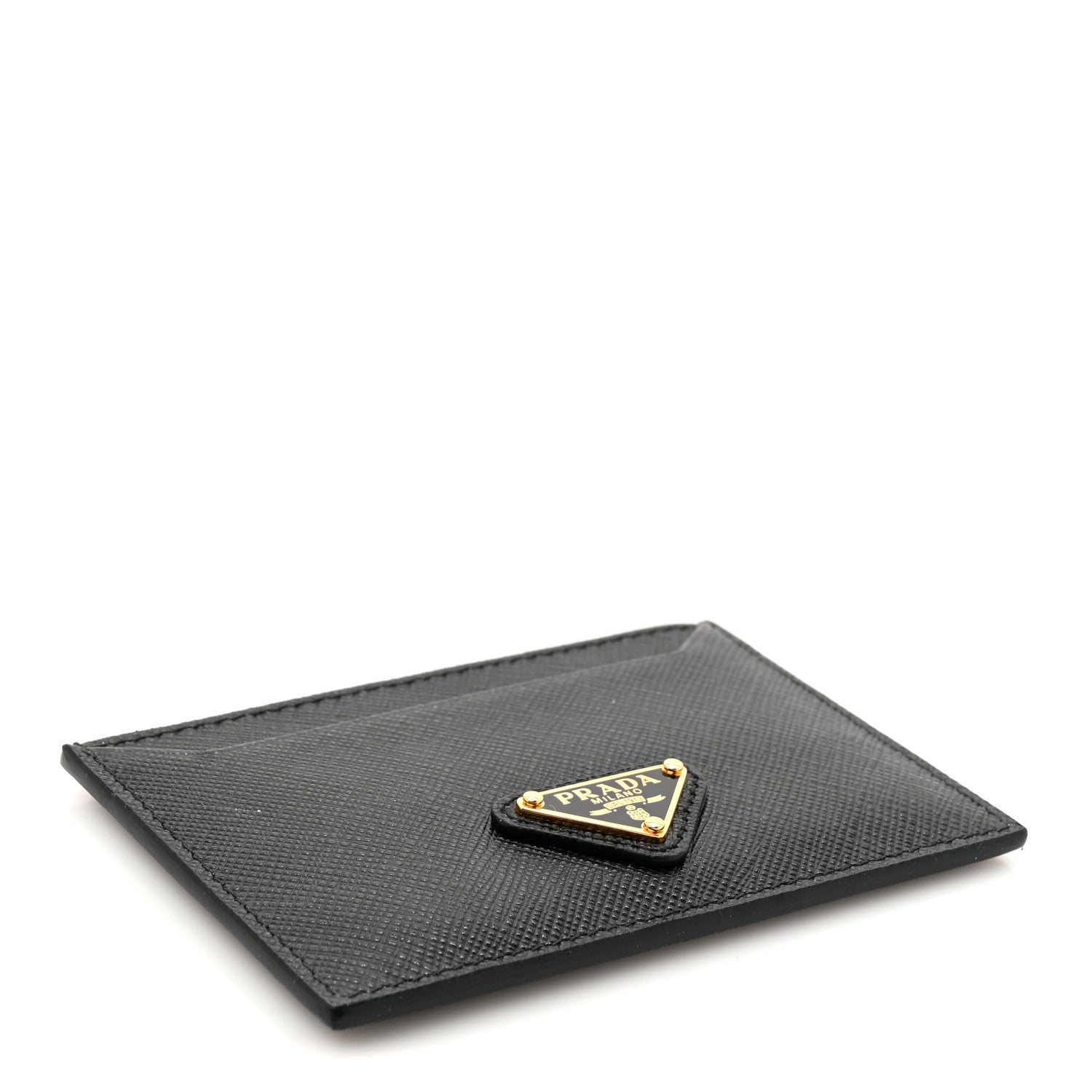 Prada Saffiano Triangle Card Holder Black 4 of 7