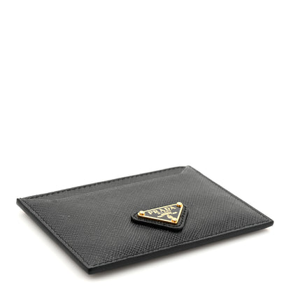 Prada Saffiano Triangle Card Holder Black 4 of 7