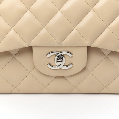 Chanel Lambskin Quilted Jumbo Double Flap Beige 11 of 12