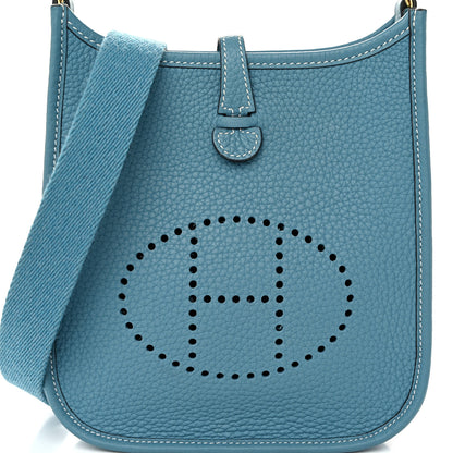 Hermes Taurillon Clemence Evelyne TPM New Blue Jean 8 of 11