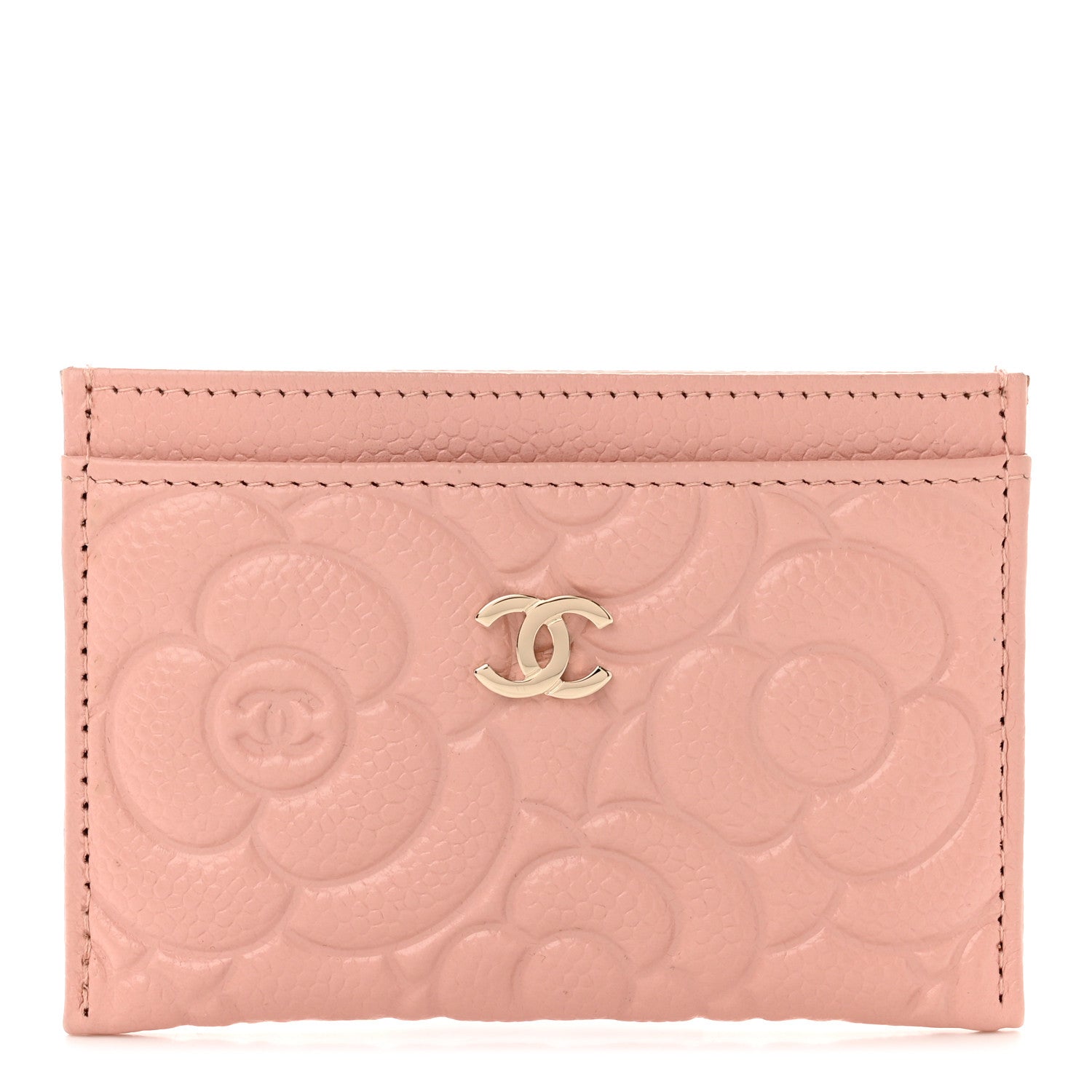 Chanel Caviar Camellia Embossed Card Holder Light Pink 1 of 9