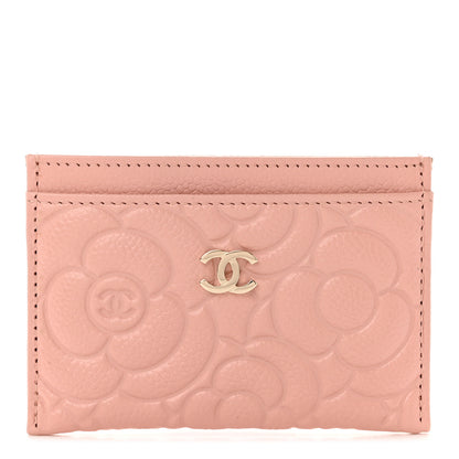 Chanel Caviar Camellia Embossed Card Holder Light Pink 1 of 9