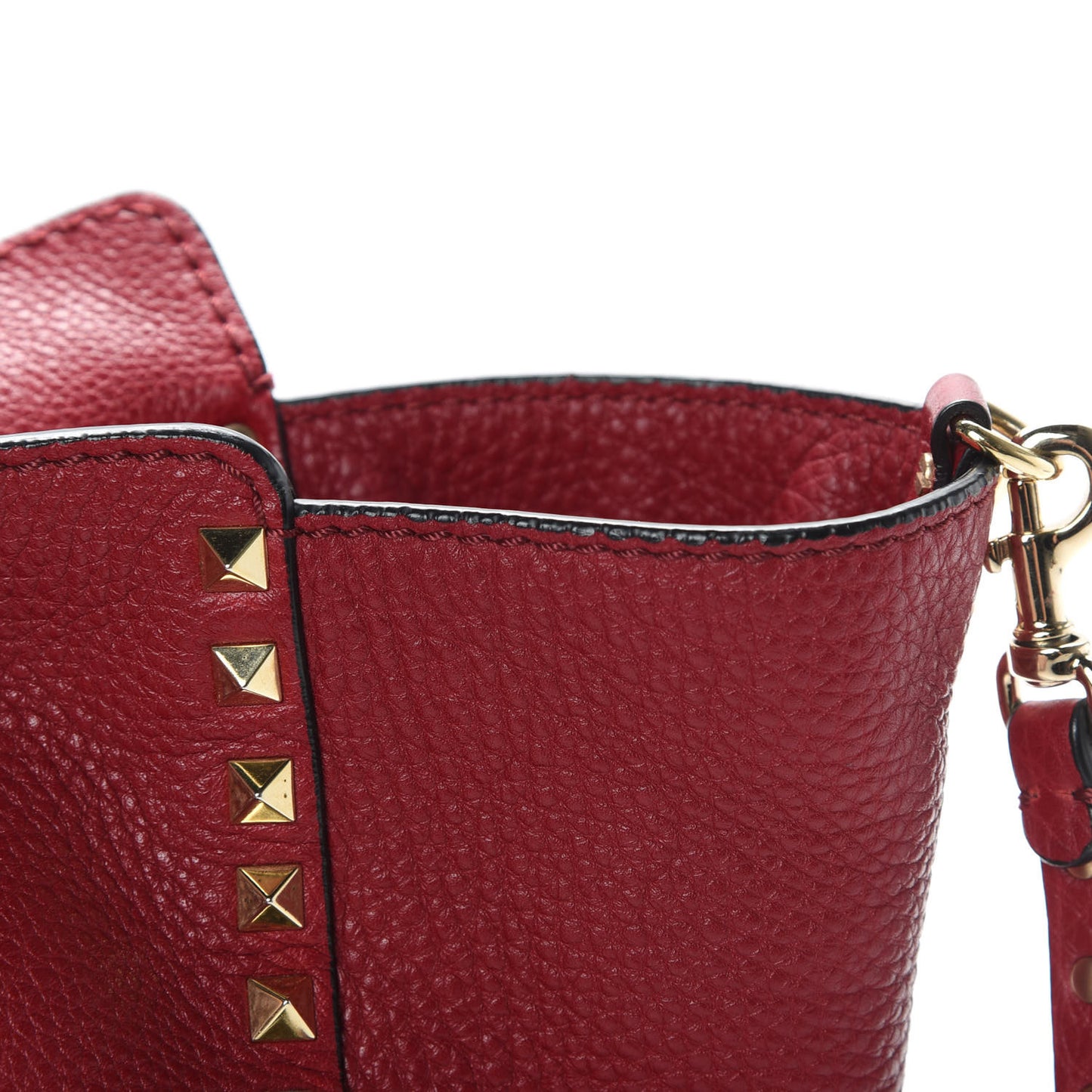 Pebbled Calfskin Medium Rockstud Tote Scarlet