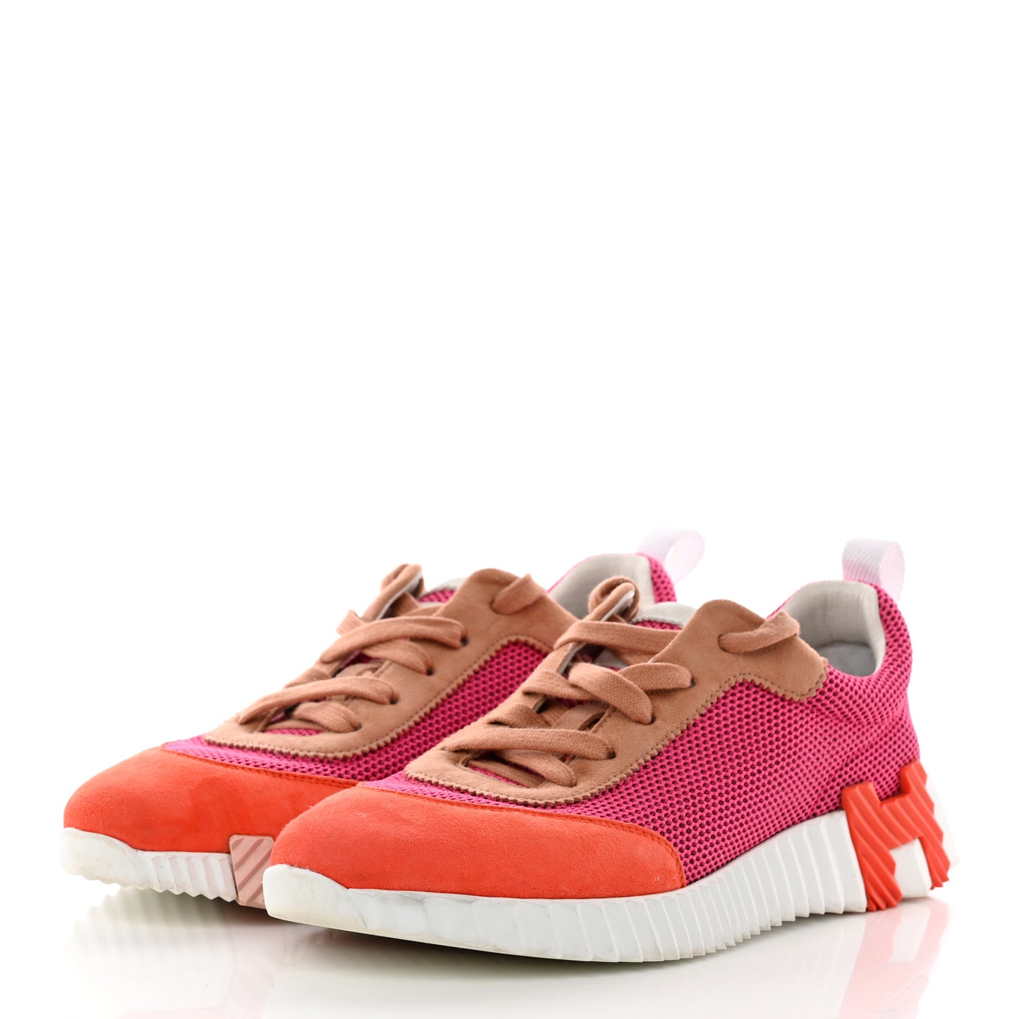Air Mesh Suede Goatskin Bouncing Sneakers 38 Rose Multicolor