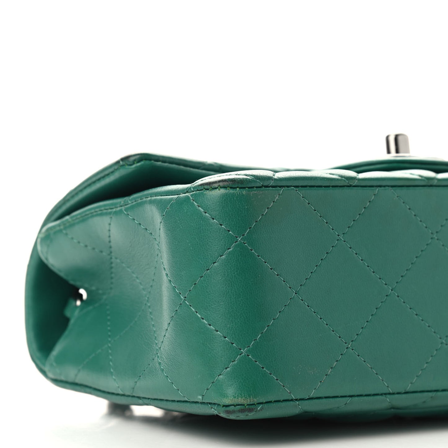 Lambskin Quilted Mini Rectangular Flap Green