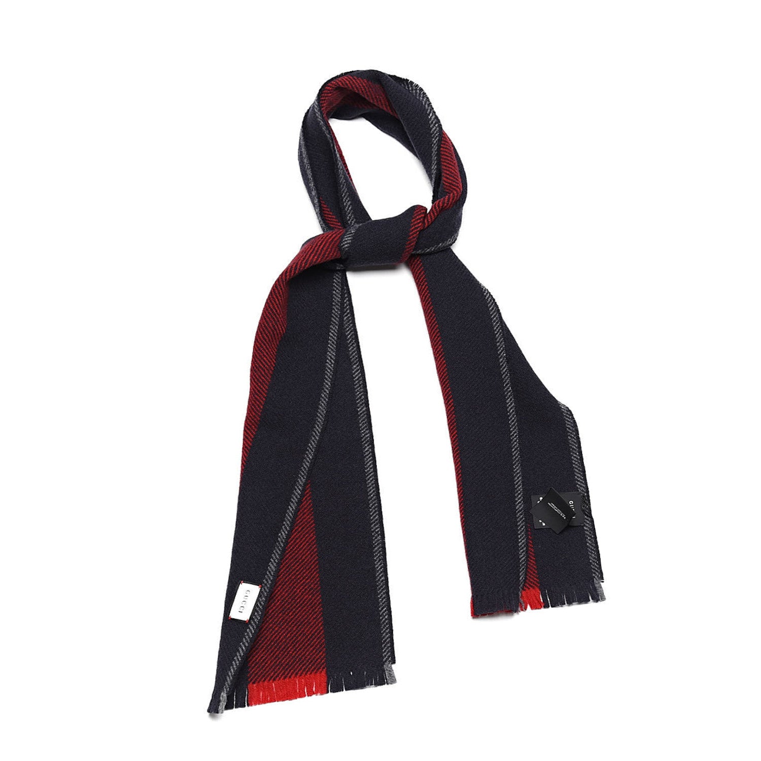 Gucci Wool Web Navas Scarf Blue Red 1 of 3