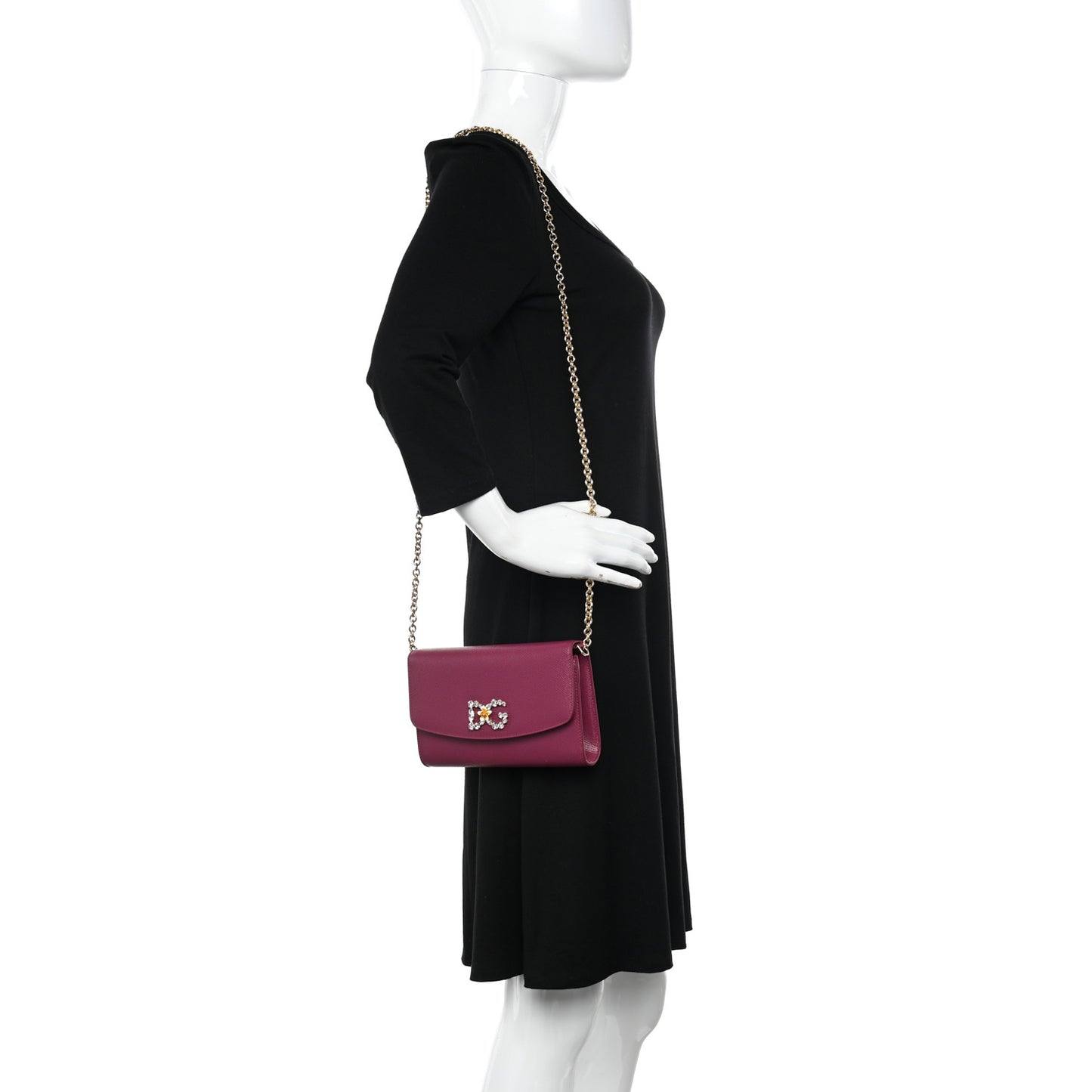 Dauphine Crystal Wallet On Chain Burgundy