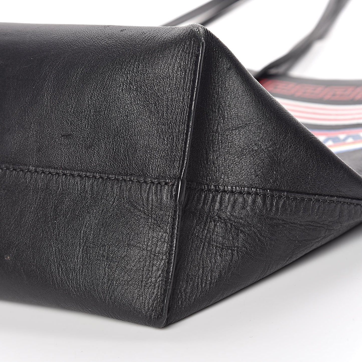 Calfskin Stripe Greek City Key Tote Black