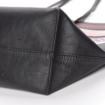 Versace Calfskin Stripe Greek City Key Tote Black 10 of 11