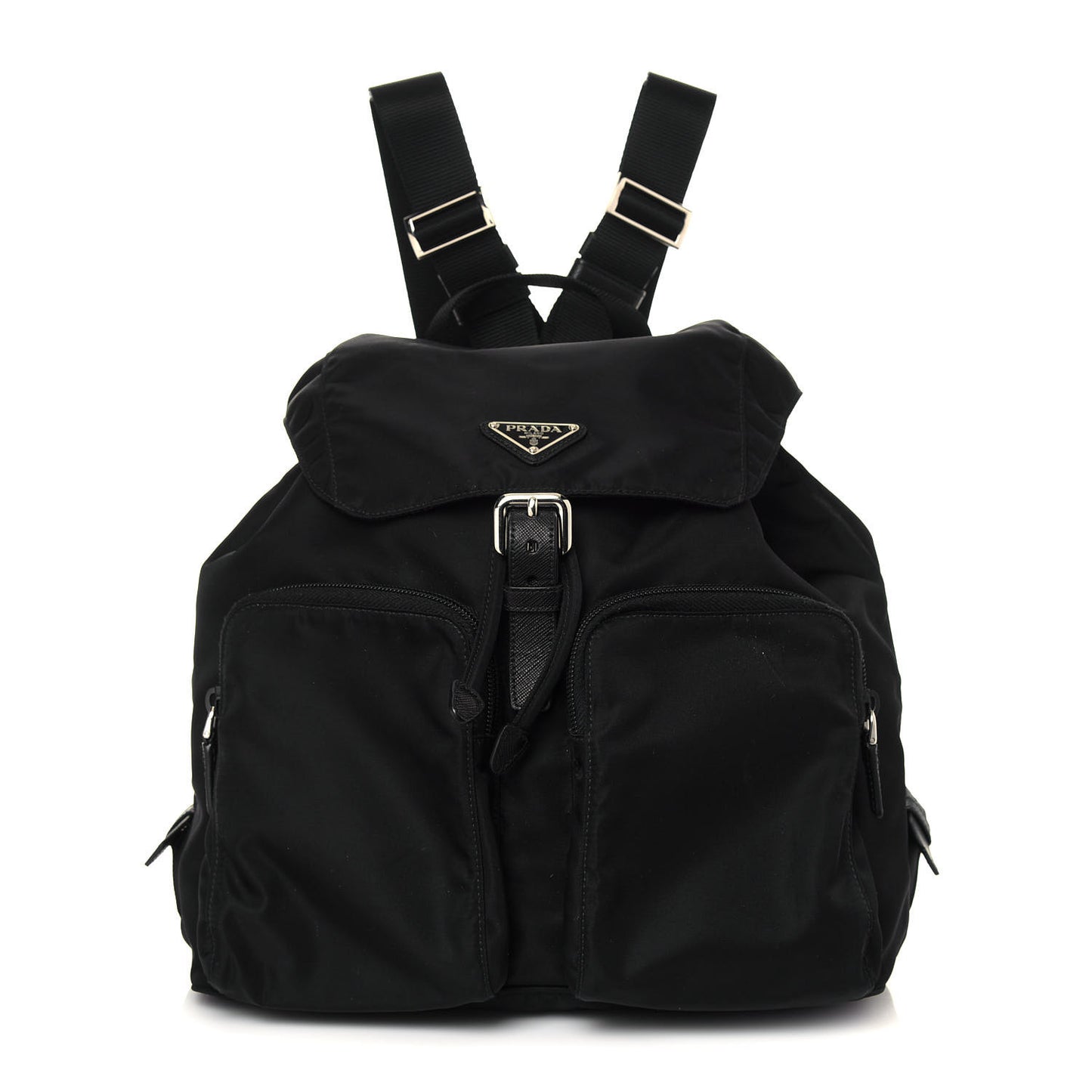 Tessuto Nylon Vela Saffiano Large Backpack Black