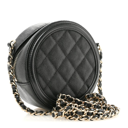 Chanel Caviar Quilted Round Filigree Crossbody Black 3 of 13