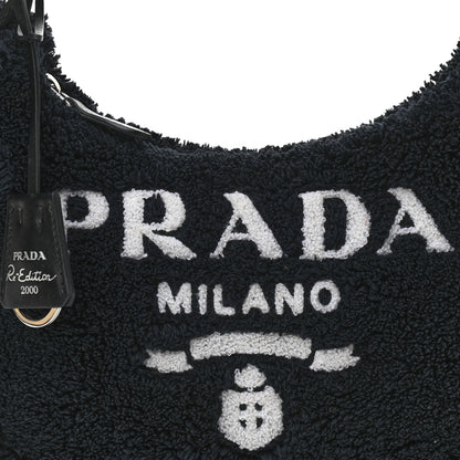 Prada Terry Cloth Mini Re-Edition 2000 Bag Black White 8 of 11