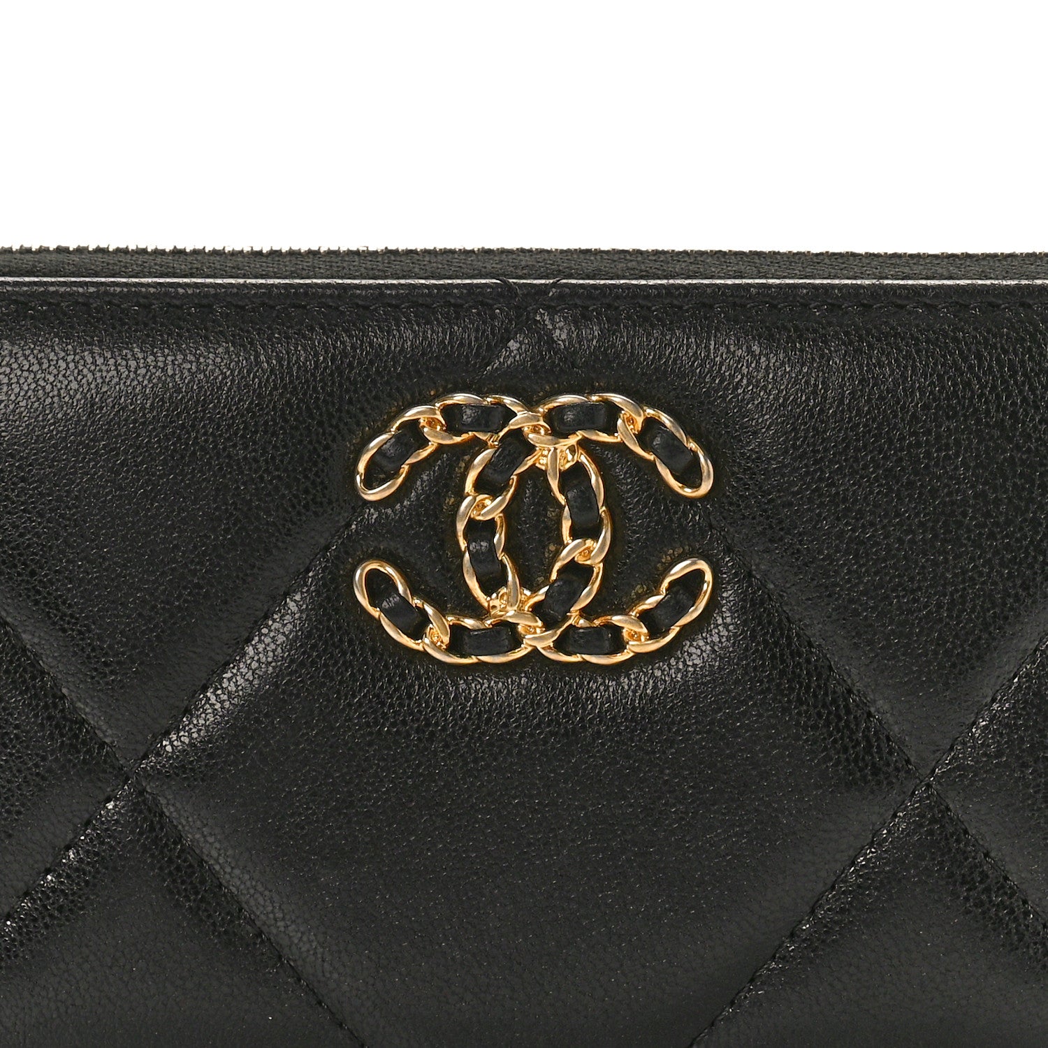 Chanel Shiny Goatskin Quilted Chanel 19 Long Zipped Around Wallet Black 8 of 9