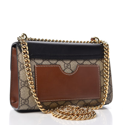 Gucci GG Supreme Monogram Calfskin Small Padlock Shoulder Bag Beige Black Cuir 3 of 10