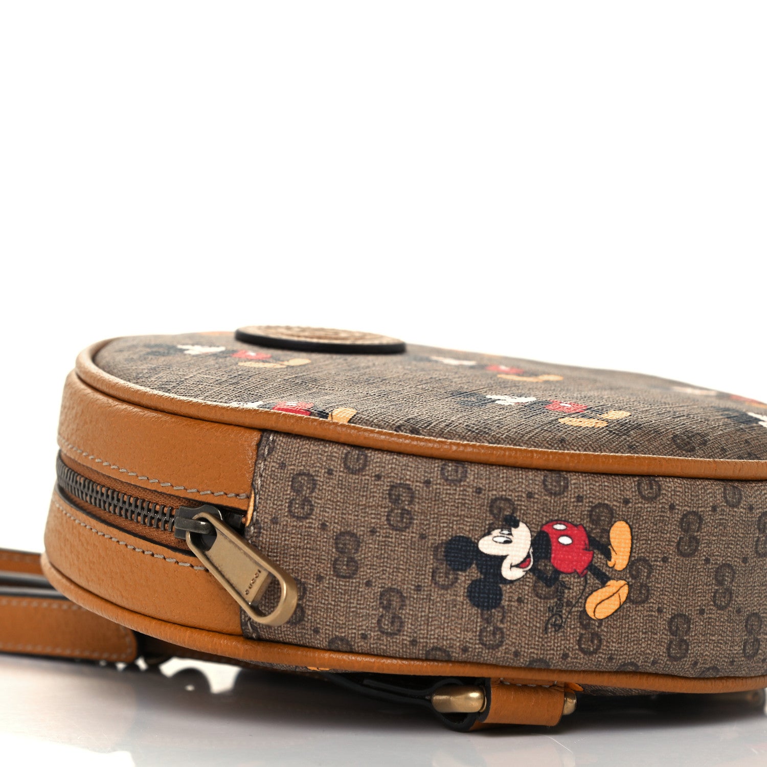 Gucci X DISNEY Mini Vintage GG Supreme Monogram Mickey Mouse Round Backpack Beige Vintage Sun Oil 7 of 8