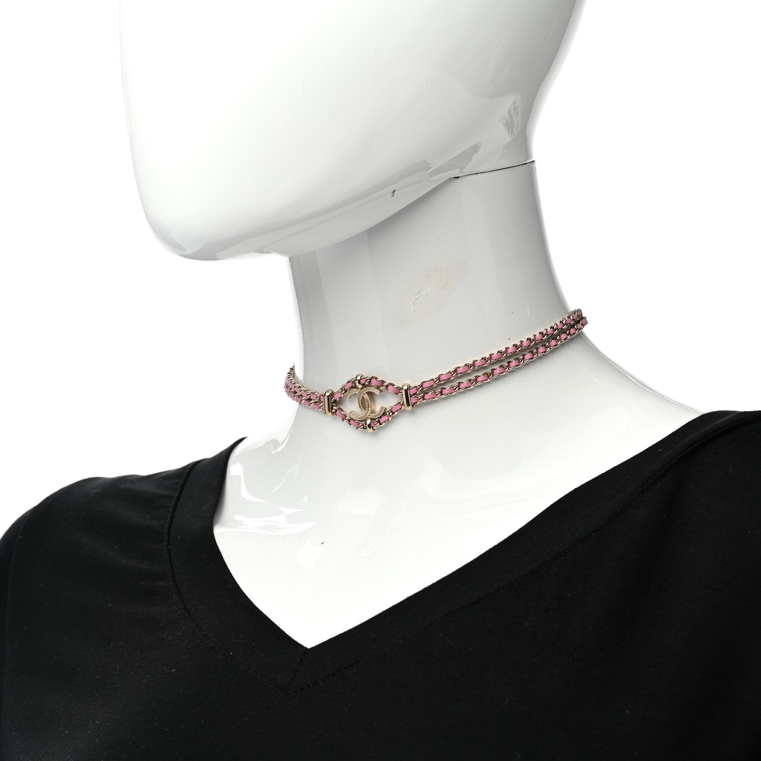 Chanel Metal Lambskin CC Chain Link Necklace Pink 2 of 6