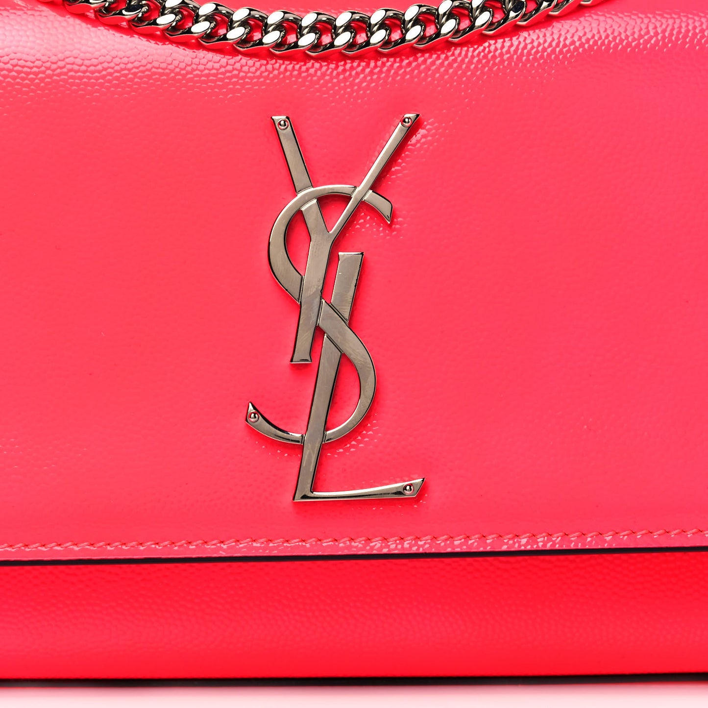 Patent Grain de Poudre Small Monogram Kate Satchel Neon Pink